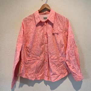❣️2/$25❣️ Columbia peach flamingo button down light long sleeve shirt | PETITE L